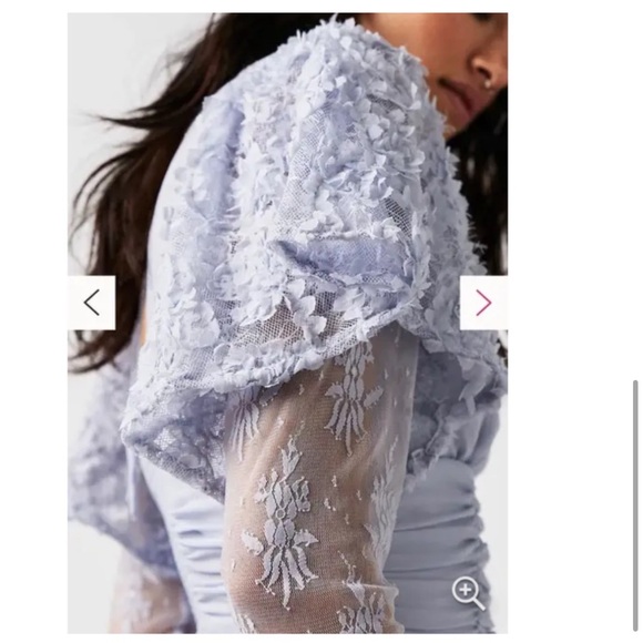 Free People Dream Of You Top Light Blue Long Sleeve Lace Sz XS - Picture 5 of 9
